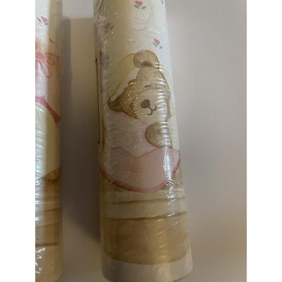 Vintage Wall Border Sleeping Teddy Bears Hearts 80's 90's 3 Rolls 5 Yards Each - Picture 4 of 5
